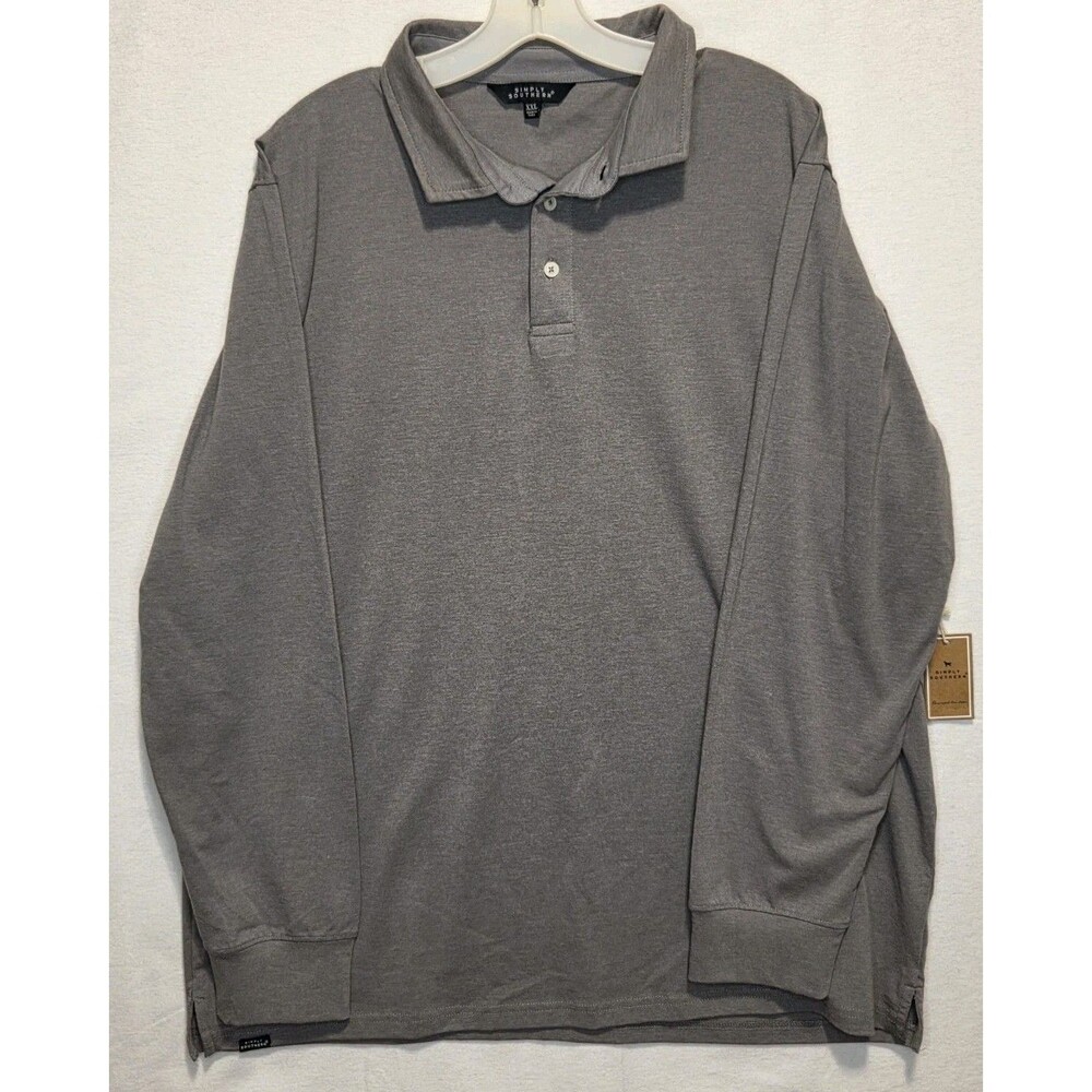 Simply Southern Men's XXL Gray Polo Shirt Long Sleeve New Classic - Picture 2 of 6